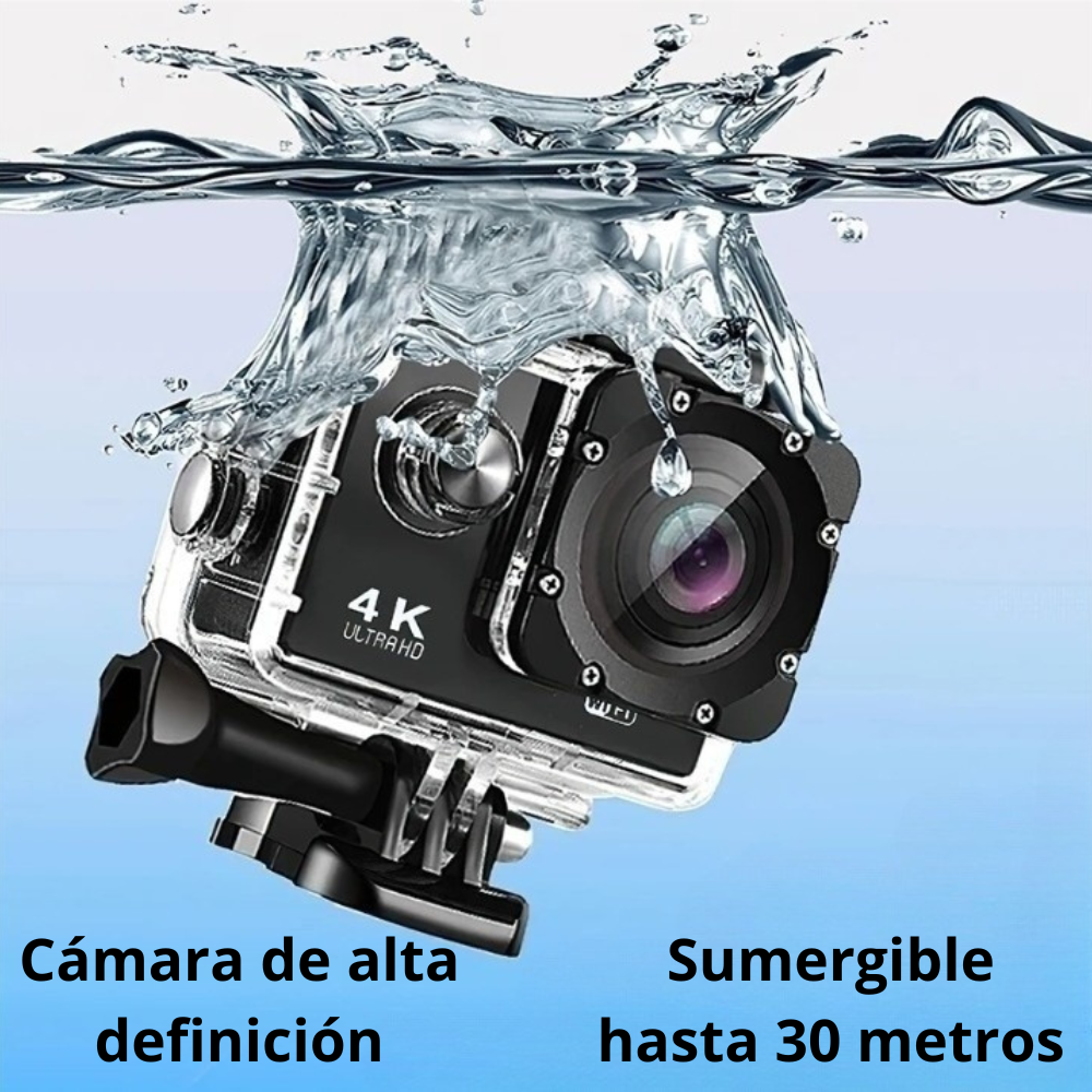 Camara Deportiva 4K + Accesorios y Soportes De Regalo