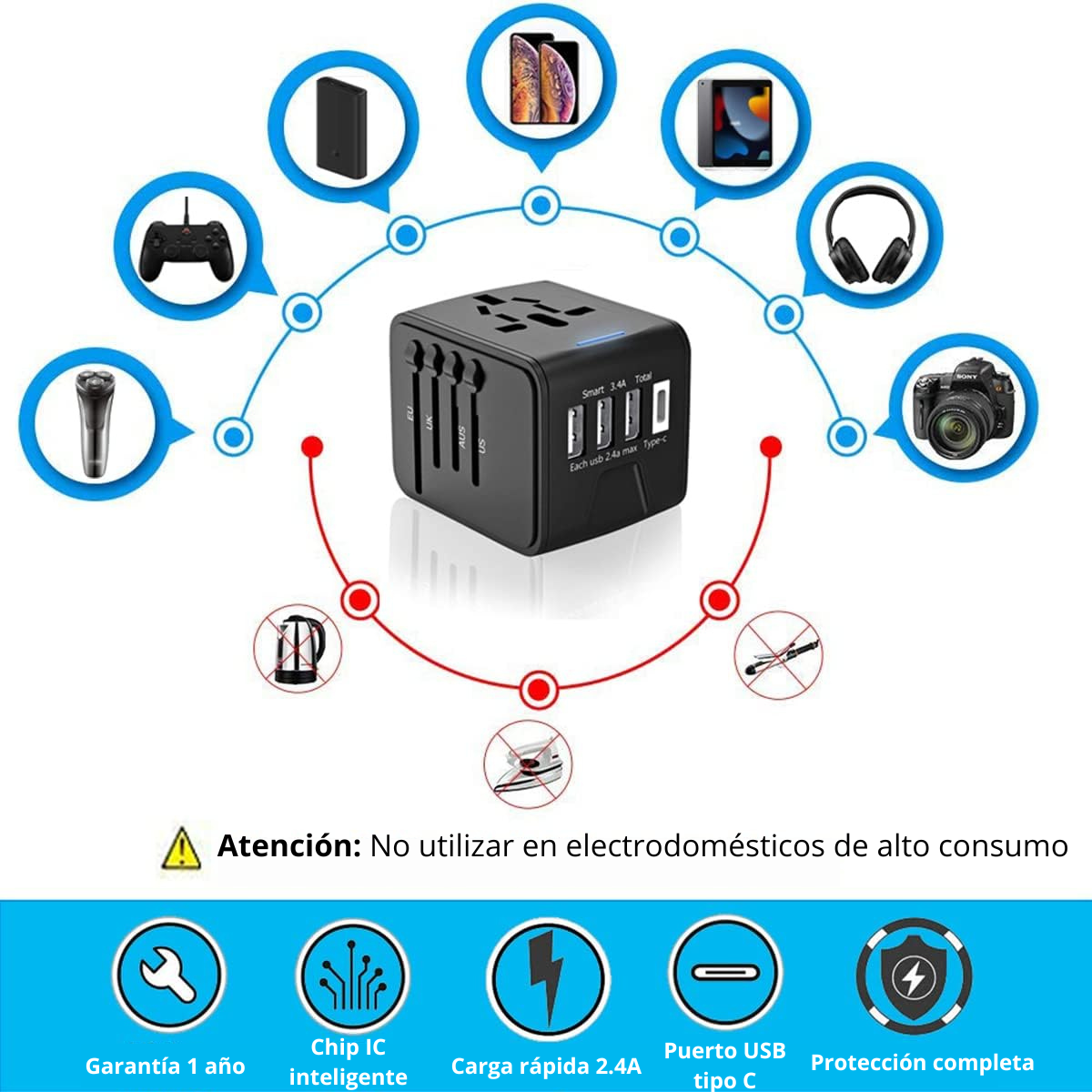 Adaptador de Enchufe Univeral Para Viaje