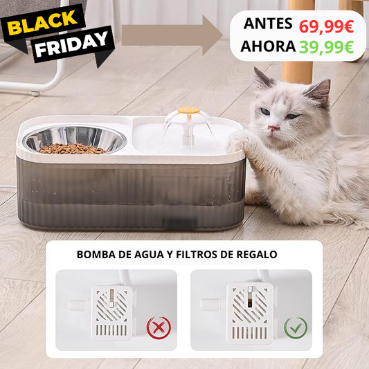 Comedero y bebedero de mascotas con fuente