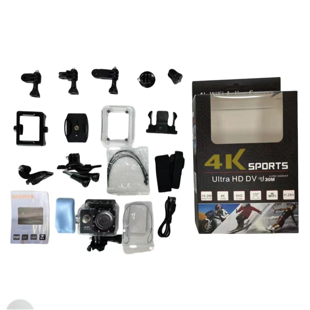 Camara Deportiva 4K + Accesorios y Soportes De Regalo